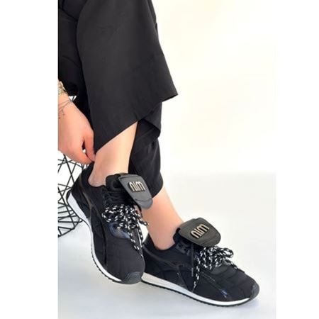 Dissa Siyah Cilt Bağcıklı Paraşüt Detaylı Spor Ayakkabı