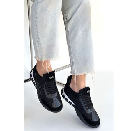 Huer Siyah Nubuk Bağcıklı Spor Ayakkabı