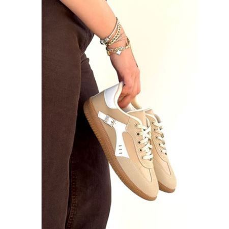 Mier Bej Cilt Bağcıklı Spor Ayakkabı