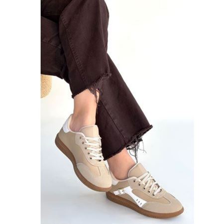 Mier Bej Cilt Bağcıklı Spor Ayakkabı