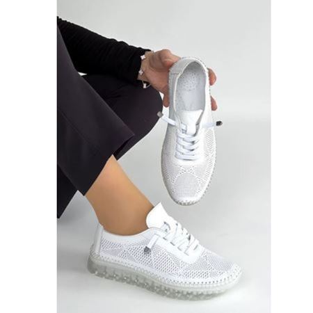 Merja Beyaz Deri Bağcıklı Spor Ayakkabı