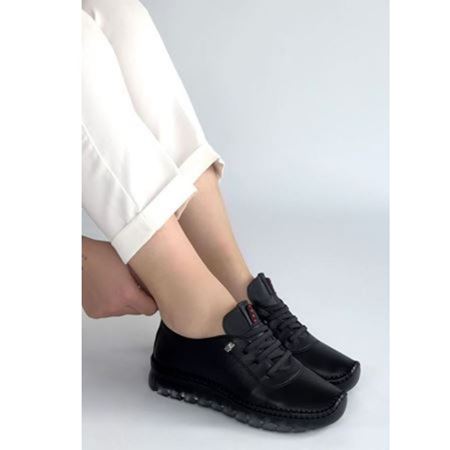 Jiten Siyah Deri Bağcıklı Spor Ayakkabı