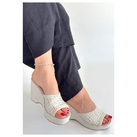 Moka Bej Triko Dolgu Topuk Terlik