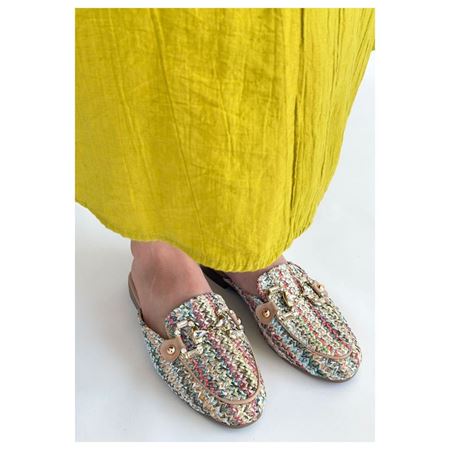 Yenda Renkli Dokumalı Terlik