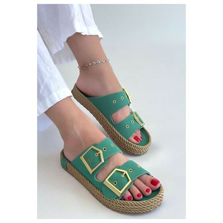 İces Yeşil Nubuk Terlik