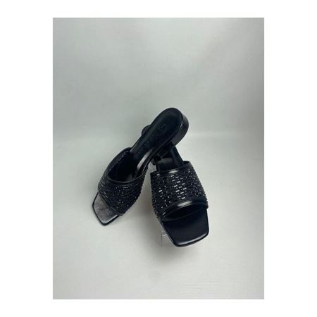 Ortu Siyah Cilt İşlemeli Terlik