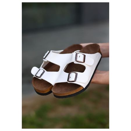 Rıno Beyaz Nubuk Terlik