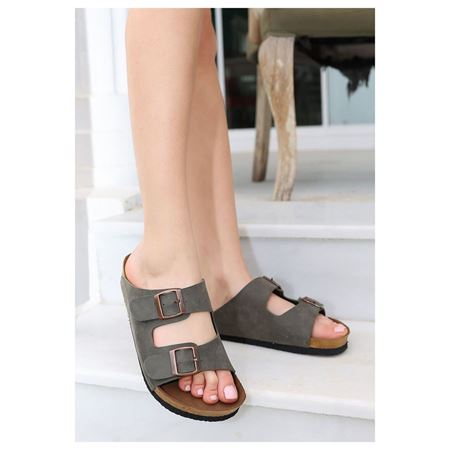 Rıno Haki Yeşil Nubuk Terlik