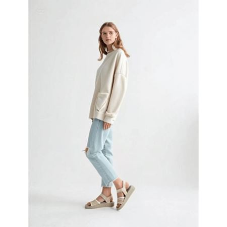 Jake Bej Hasır Örgülü Lastikli Konforlu Günlük Sandalet