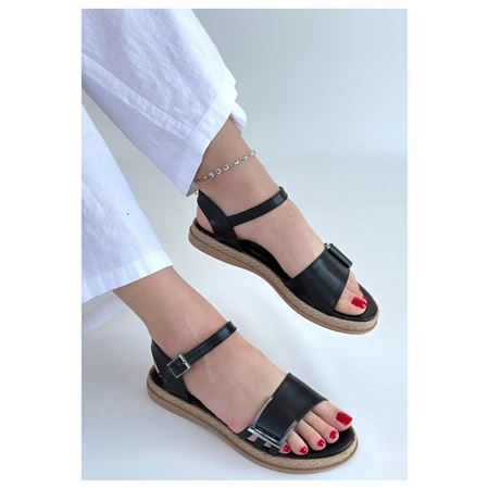 Andana Siyah Cilt Sandalet