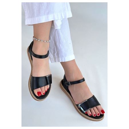 Andana Siyah Cilt Sandalet