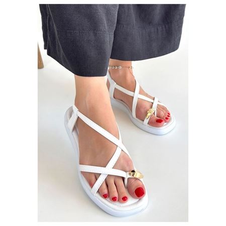 Enjali Beyaz Cilt Sandalet