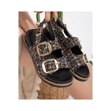 Olira Siyah Simli Kemerli Sandalet