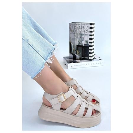 Toten Bej Cilt Kemerli Sandalet