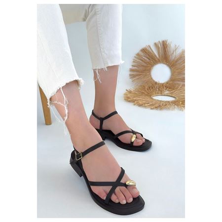 Nordi Kahverengi Cilt Kemerli Sandalet