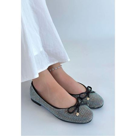 Potte Siyah Saten Babet Ayakkabı