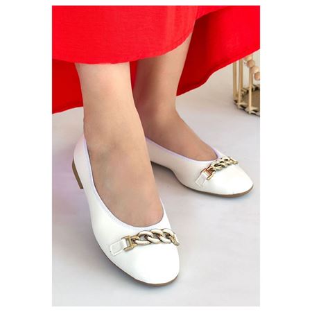 Cleo Beyaz Cilt Babet Ayakkabı