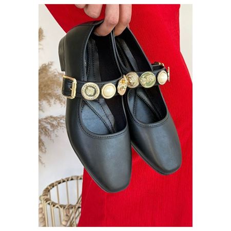 Koope Siyah Cilt Babet Ayakkabı