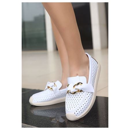 Riwan Beyaz Cilt Babet Ayakkabı