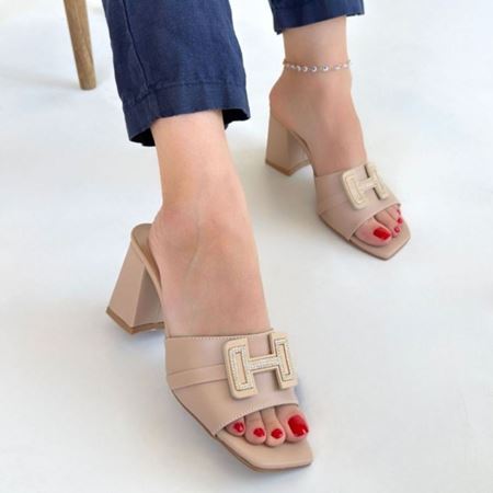 Erew Bej Cilt Topuklu Terlik