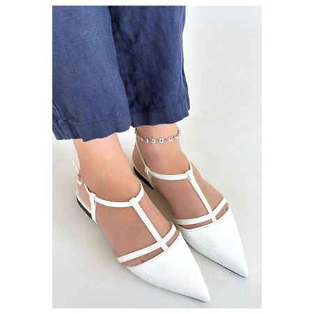 Canca Beyaz Rugan Babet Ayakkabı