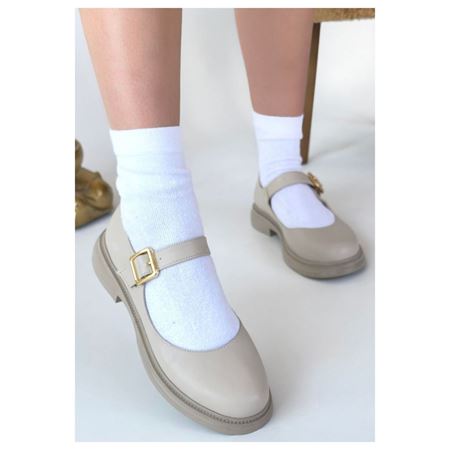 Yokox Bej Cilt Oxford Ayakkabı