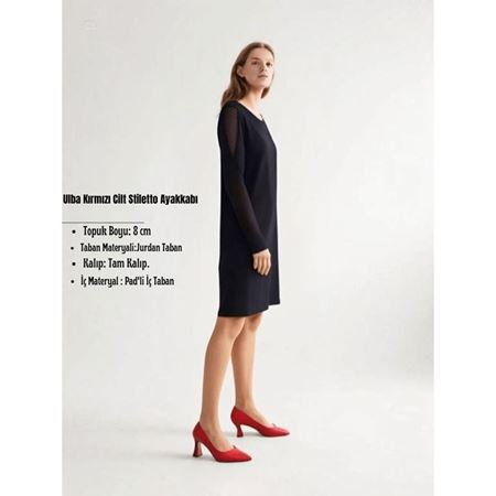 Ulba Kırmızı Cilt Stiletto Ayakkabı
