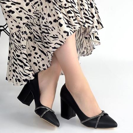 Rewin Siyah Cilt Topuklu Ayakkabı