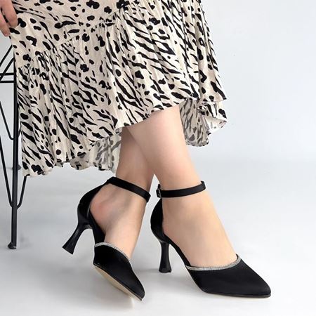 Mejja Siyah Saten Topuklu Ayakkabı