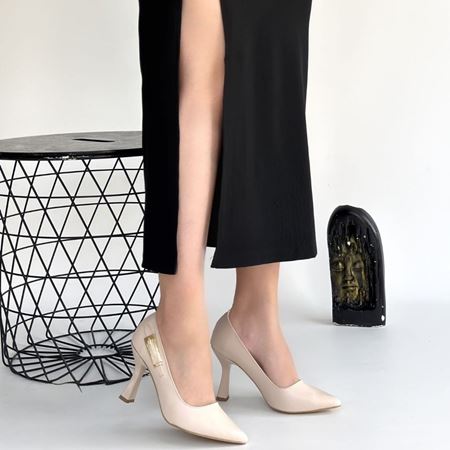 Cerin Bej Cilt Topuklu Ayakkabı