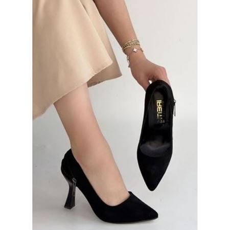 Retta Siyah Süet Topuklu Ayakkabı