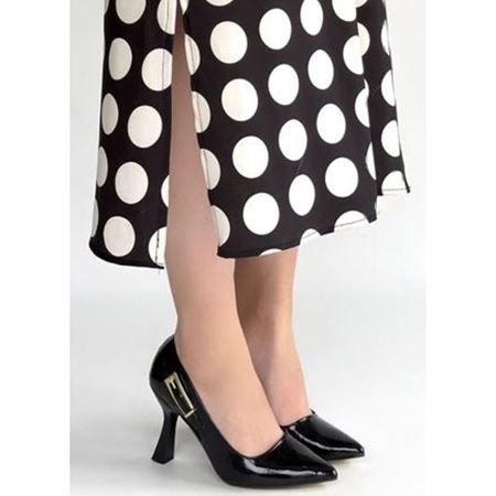 Cerin Siyah Rugan Topuklu Ayakkabı