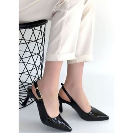 Hies Siyah Rugan Topuklu Ayakkabı