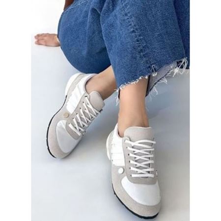 Jawen Gri Nubuk Beyaz Detaylı Spor Ayakkabı