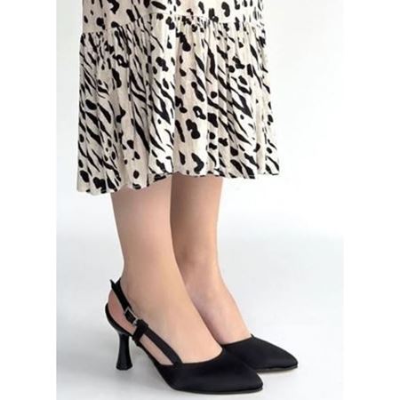 Joga Siyah Cilt Simli Topuklu Ayakkabı