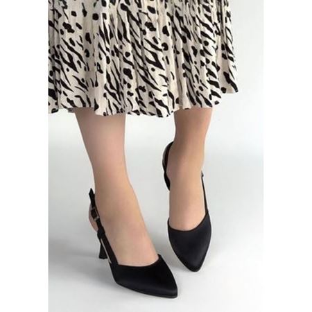 Minde Siyah Saten Topuklu Ayakkabı