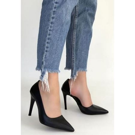 Pley Siyah Cilt Stiletto Ayakkabı
