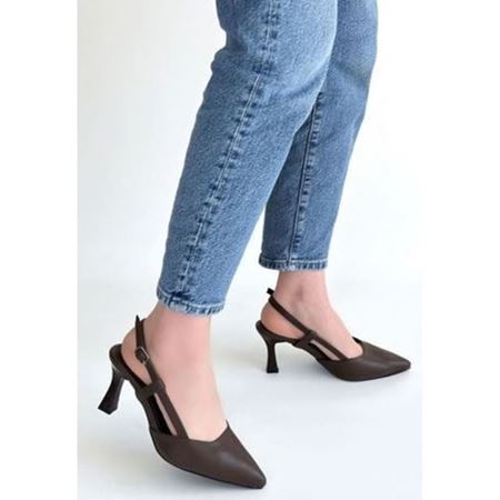 Hoost Kahverengi Cilt Topuklu Ayakkabı