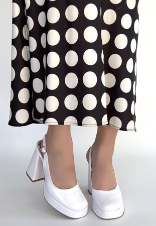 Zuda Beyaz Rugan Platform Topuk Ayakkabı