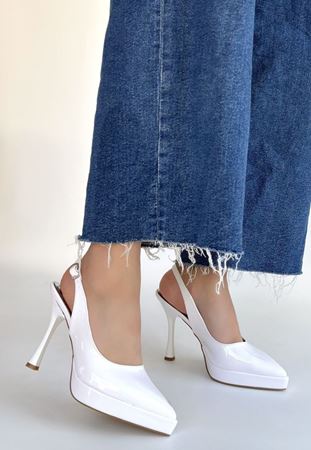 Arim Beyaz Rugan Platform Topuk Ayakkabı