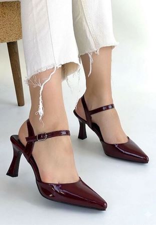 Suden Bordo Rugan Topuklu Ayakkabı