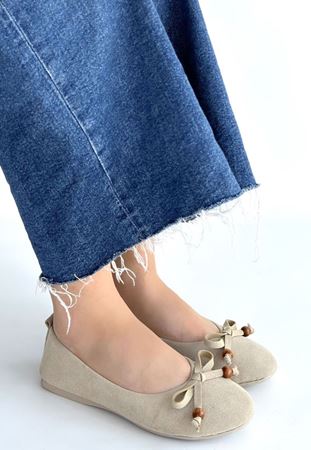 Cear Bej Deri Tozu Süet Babet Ayakkabı