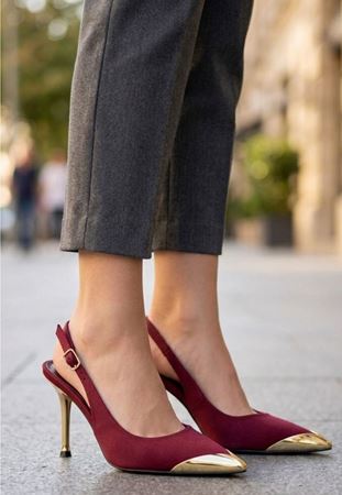 Puen Bordo Saten Stiletto Ayakkabı