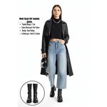 Moki Siyah Cilt Topuklu Çizme