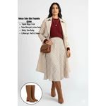 Roksa Taba Süet Topuklu Çizme