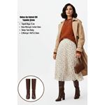 Roksa Acı Kahvei Cilt Topuklu Çizme