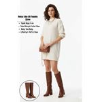 Roksa Taba Cilt Topuklu Çizme