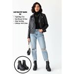 Lonji Siyah Cilt Topuklu Bot