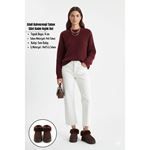 Edali Kahverengi İçi Kürklü Platform Taban Süet Kadın Kışlık Bot