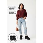 Edali Siyah İçi Kürklü Platform Taban Süet Kadın Kışlık Bot